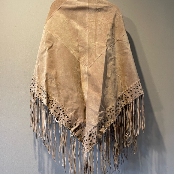 Newport News Leather Fringe and Grommet shawl - Picture 5 of 16